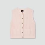 JAJU Round Neck Button Vest – Pink