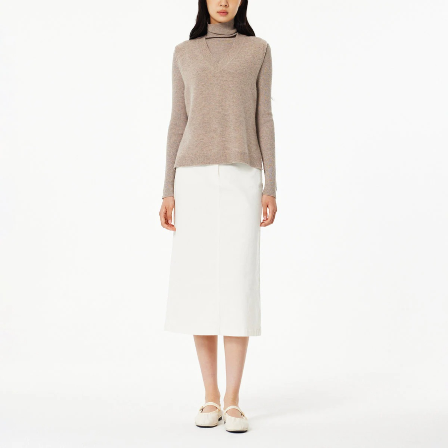 JAJU Merino Wool V-Neck Knit Vest – Beige
