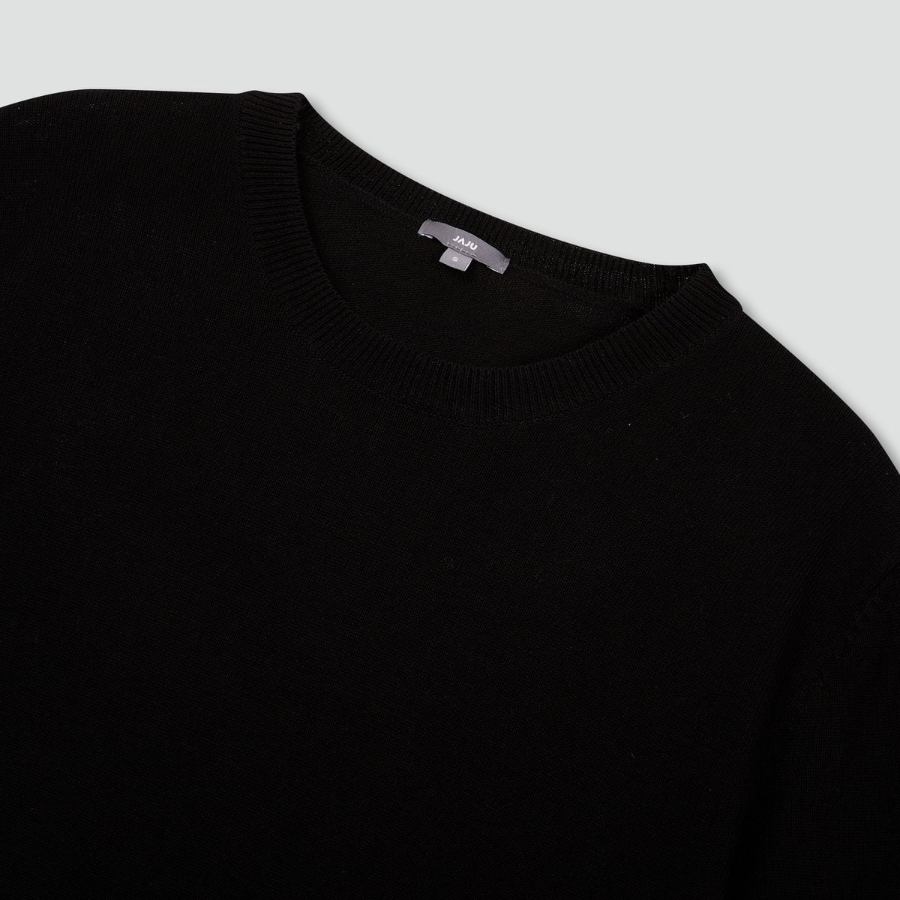 JAJU Washable Short Sleeve Knit – Black