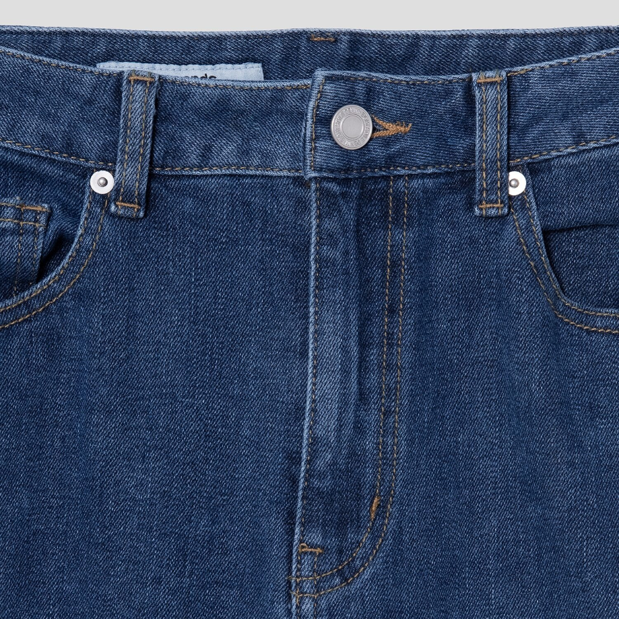 8 seconds Long Slim Straight Denim Pants - Blue