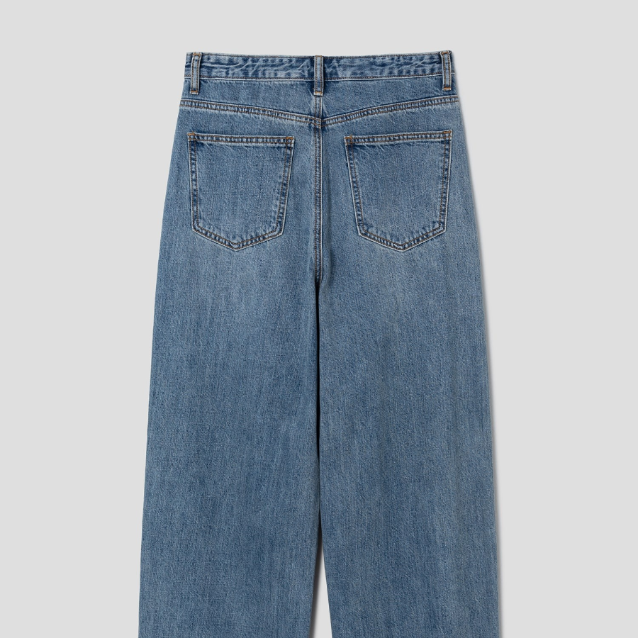 8 seconds Vintage Washing Wide Tapered Denim - Blue