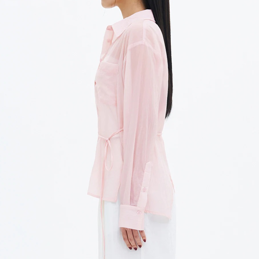 8 seconds Nylon Sheer Long Sleeve Shirt — Light Pink