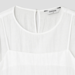 8 seconds Short-Sleeve Sheer Blouse — Ivory