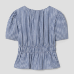 8 seconds Stripe Smocking Blouse — Navy