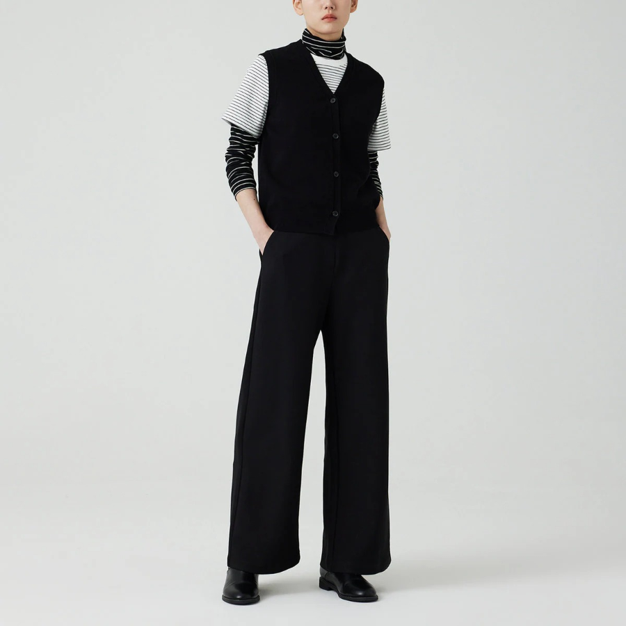 JAJU Button Vest – Black