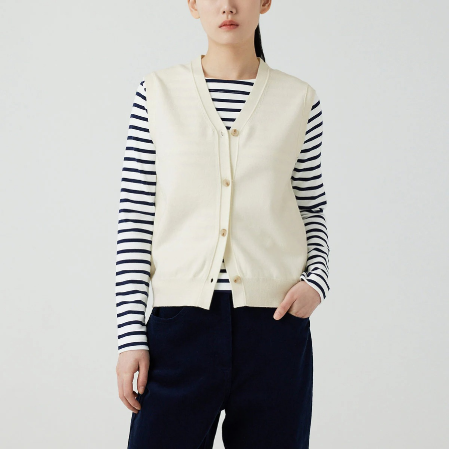 JAJU Button Vest – Ivory