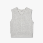 JAJU V-Neck Cable Vest – Melange Grey