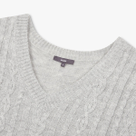 JAJU V-Neck Cable Vest – Melange Grey