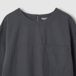 JAJU Seersucker Short-Sleeve Dress – Charcoal
