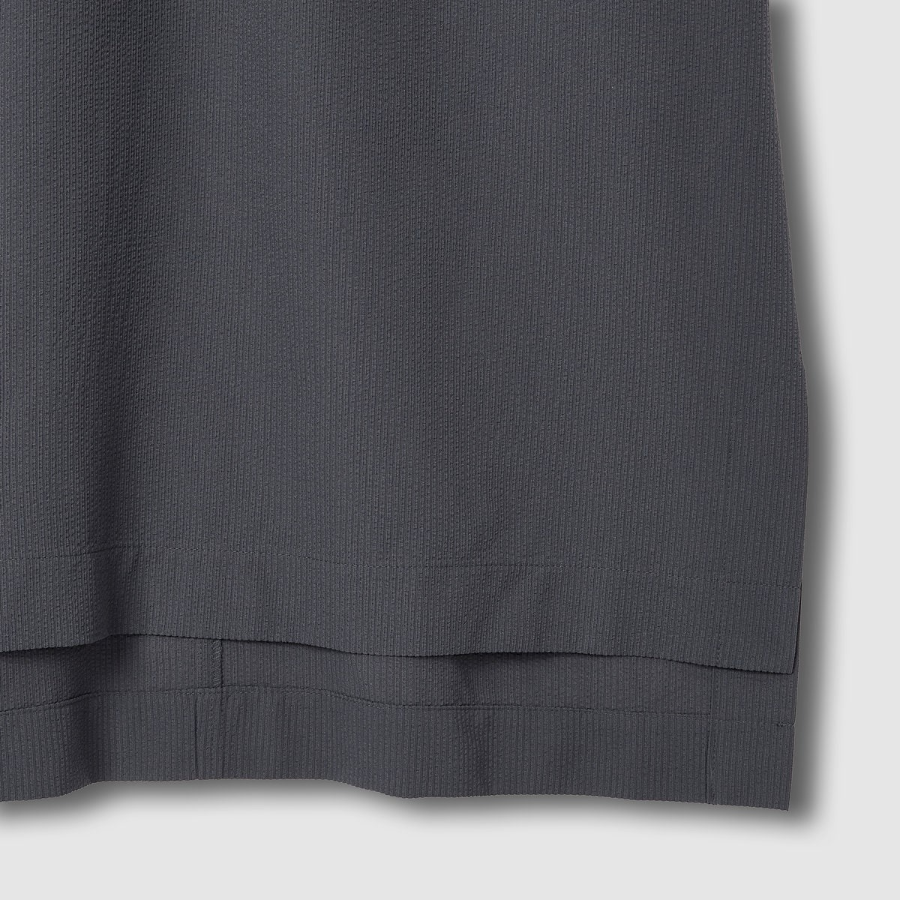 JAJU Seersucker Short-Sleeve Dress – Charcoal