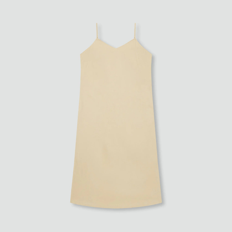 JAJU Linen Blended Bustier Dress – Beige