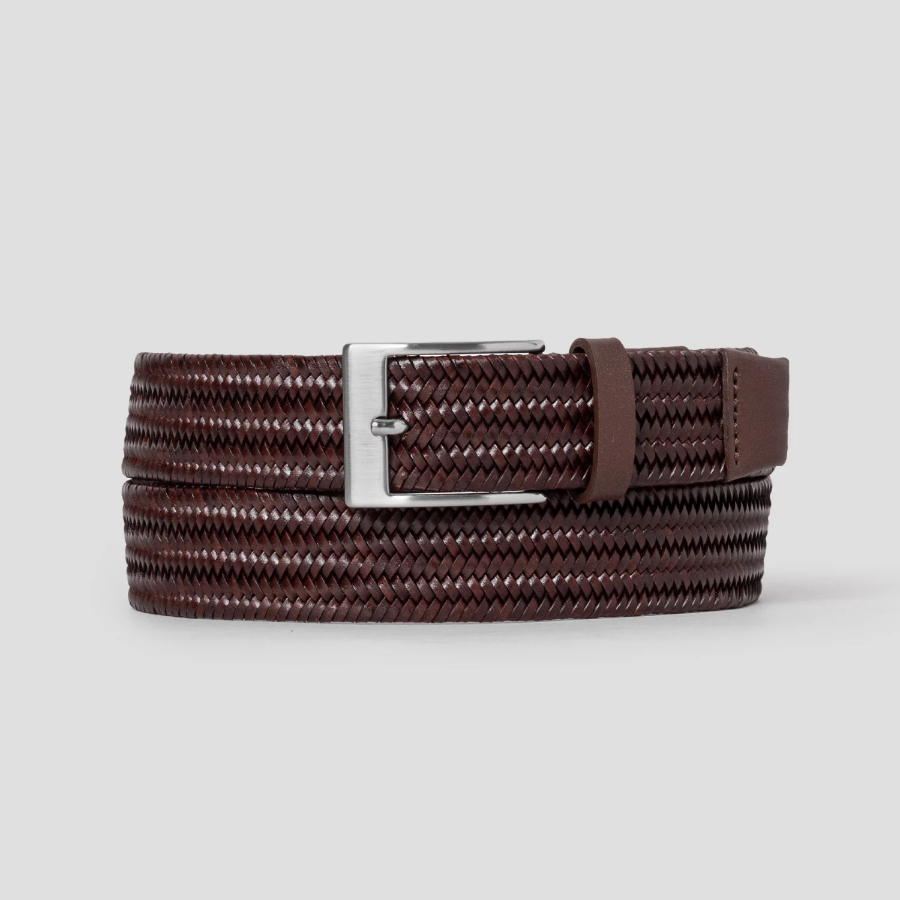 Theory Men Braided Leather Belt - Brown