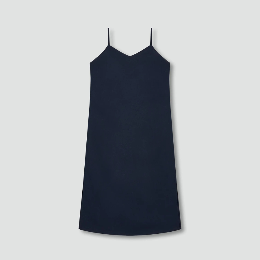 JAJU Linen Blended Bustier Dress – Navy