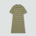 JAJU Cotton Collar Short-Sleeve Dress – Khaki
