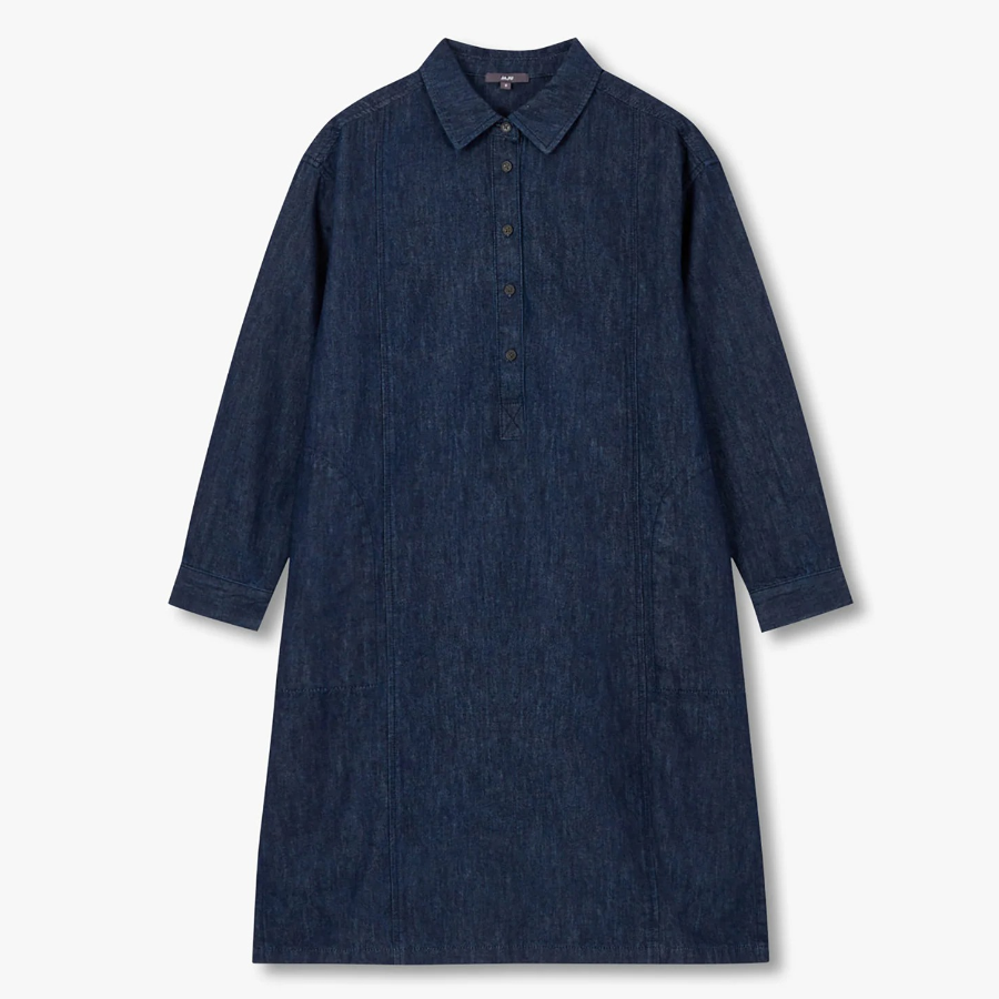 JAJU Denim Shirt Dress – Navy