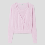 8 seconds Paper Yarn Halterneck Sleeveless Layered Cardigan — Light Pink