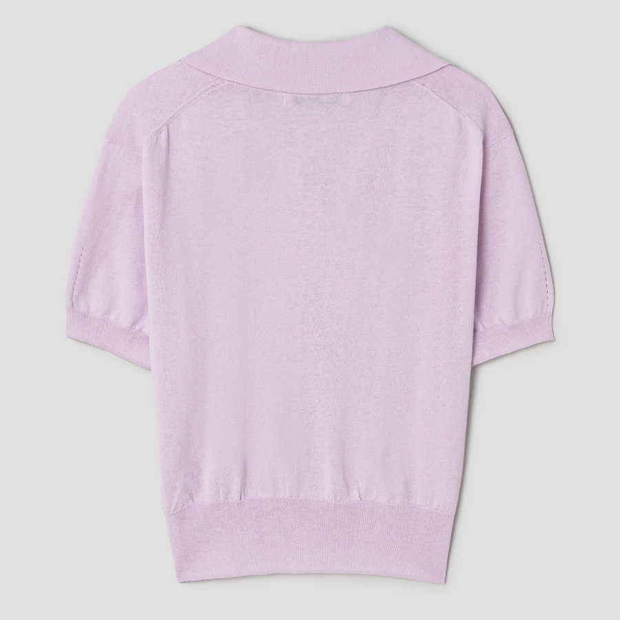 8 seconds Open Collar Short Sleeve Pullover — Lavender