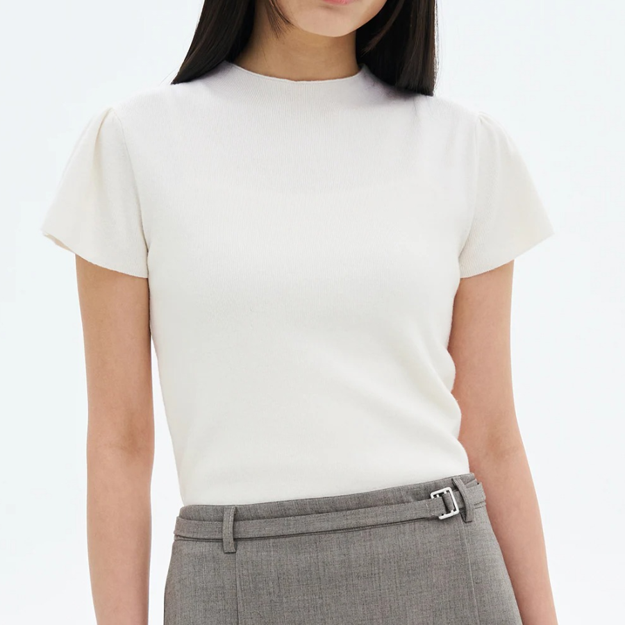 8 seconds Mock Neck Half Sleeve Pullover — Ivory