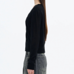 8 seconds Linen Blend V-neck Cardigan — Black