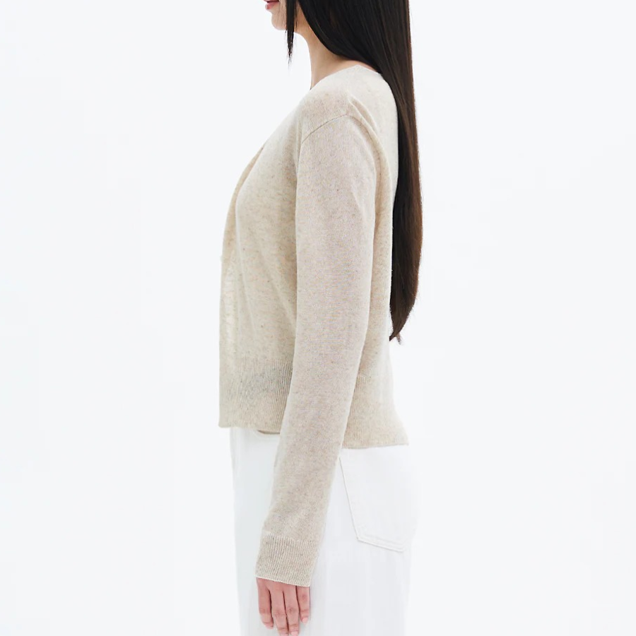 8 seconds Linen Blend V-neck Cardigan — Beige