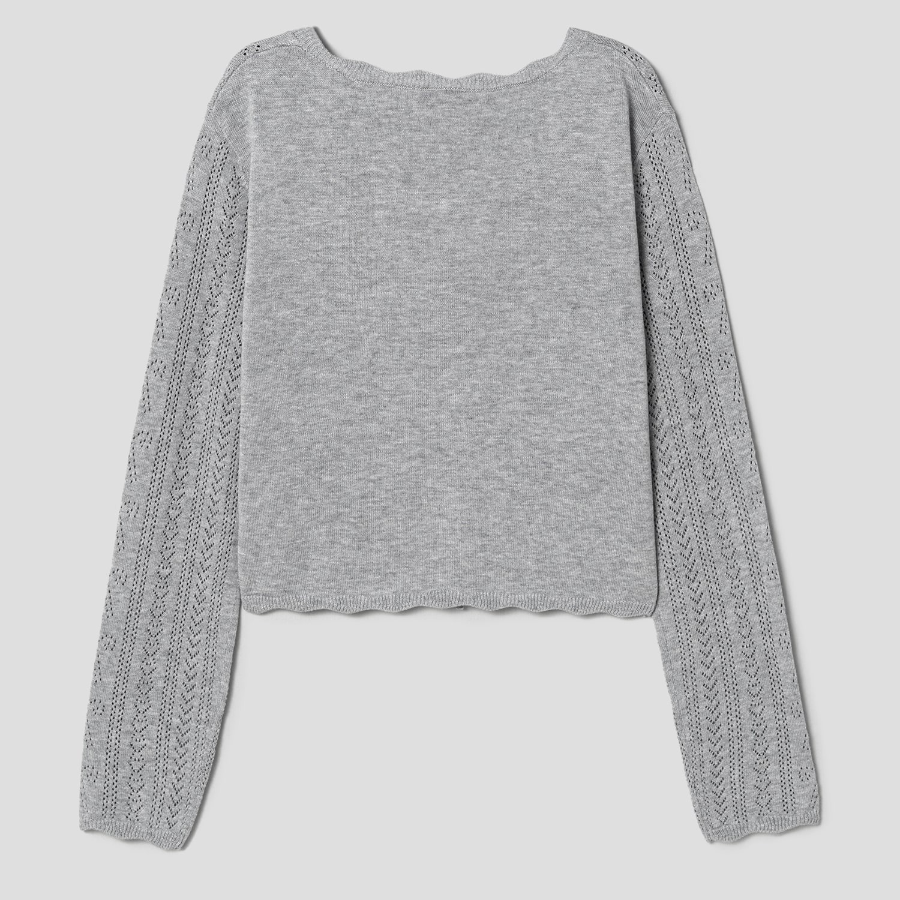 8 seconds String Openwork Cardigan — Light Grey