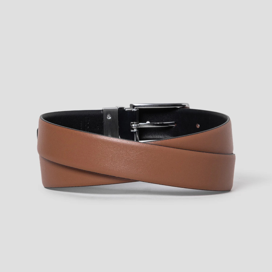 Theory Men Abhy Leather Reversible Belt - Cognac