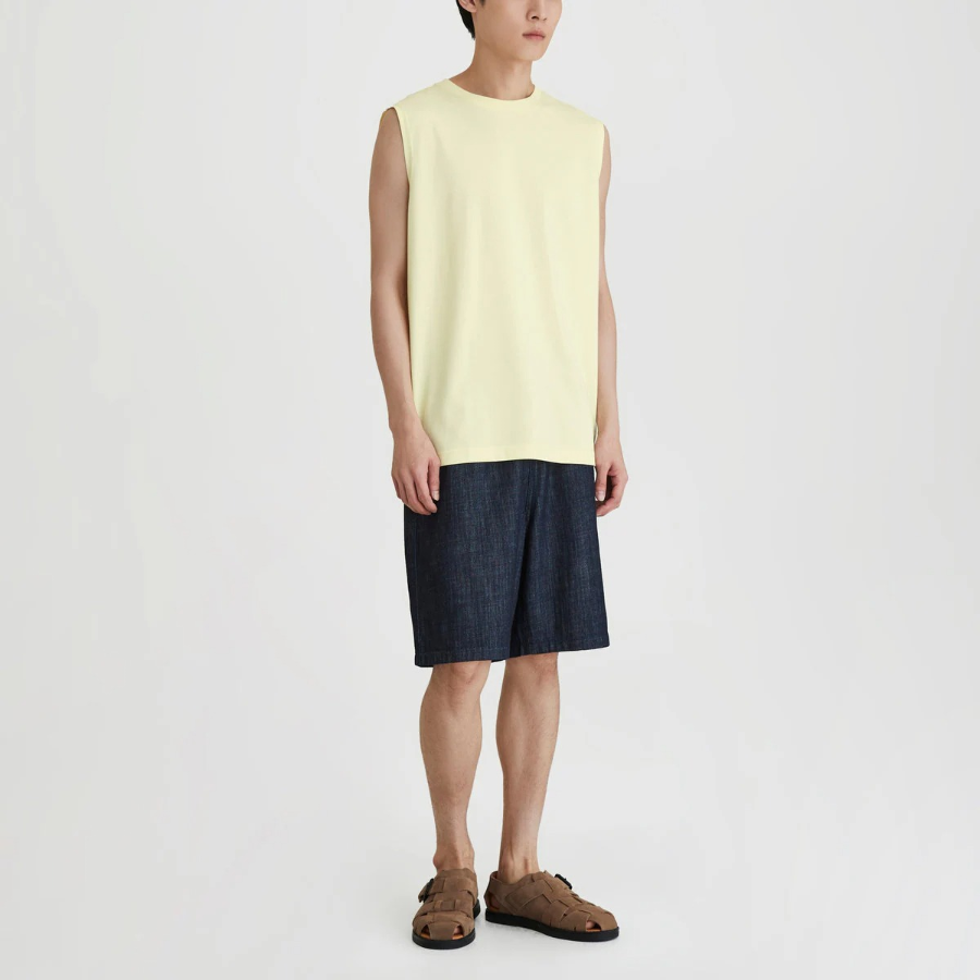 JAJU Men’s Quick-Dry Muscle Sleeveless T-Shirt – Yellow