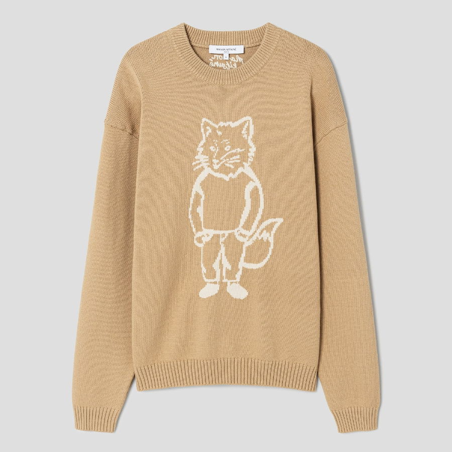 Maison Kitsune Men Dressed Fox Intarsia Jumper - Cork