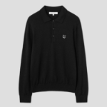Maison Kitsune Men Tonal Fox Head Patch Polo Jumper - Black
