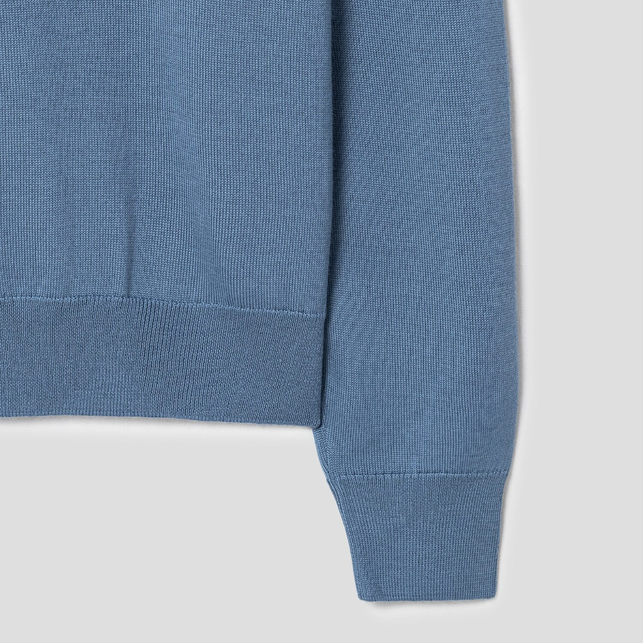 Maison Kitsune Men Bold Fox Head Patch Polo Jumper - Breton Blue