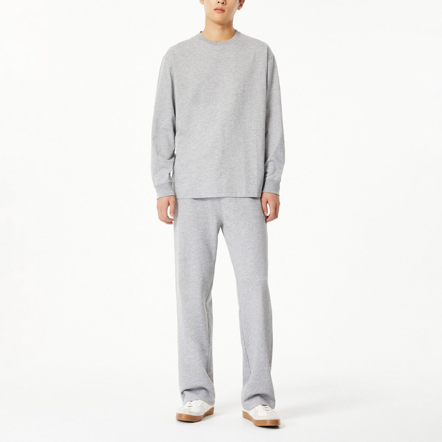 JAJU Unisex Casual Long Sleeve T-Shirt – Melange Grey
