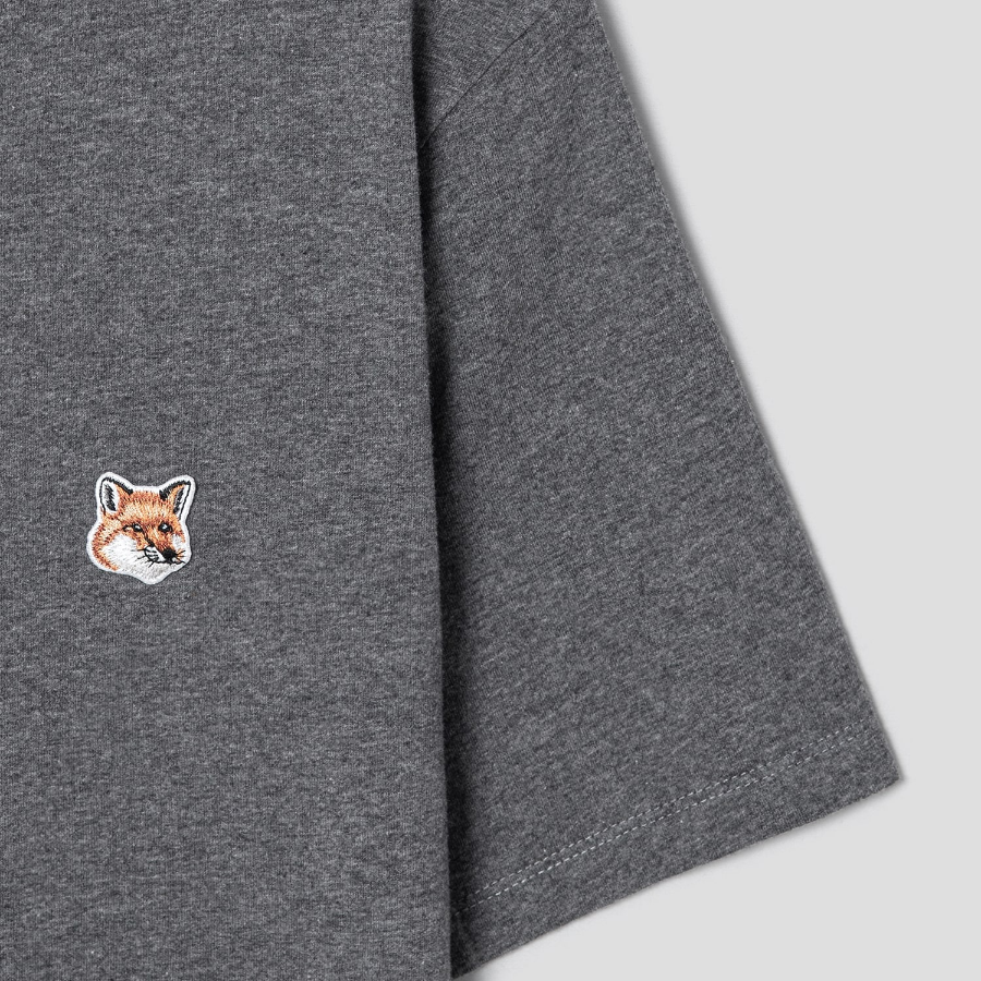Maison Kitsune Men Fox Head Patch Regular Tee-Shirt - Dark Grey Melange