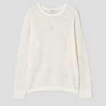8 seconds Linen Blend Net Round Neck Pullover — Ivory