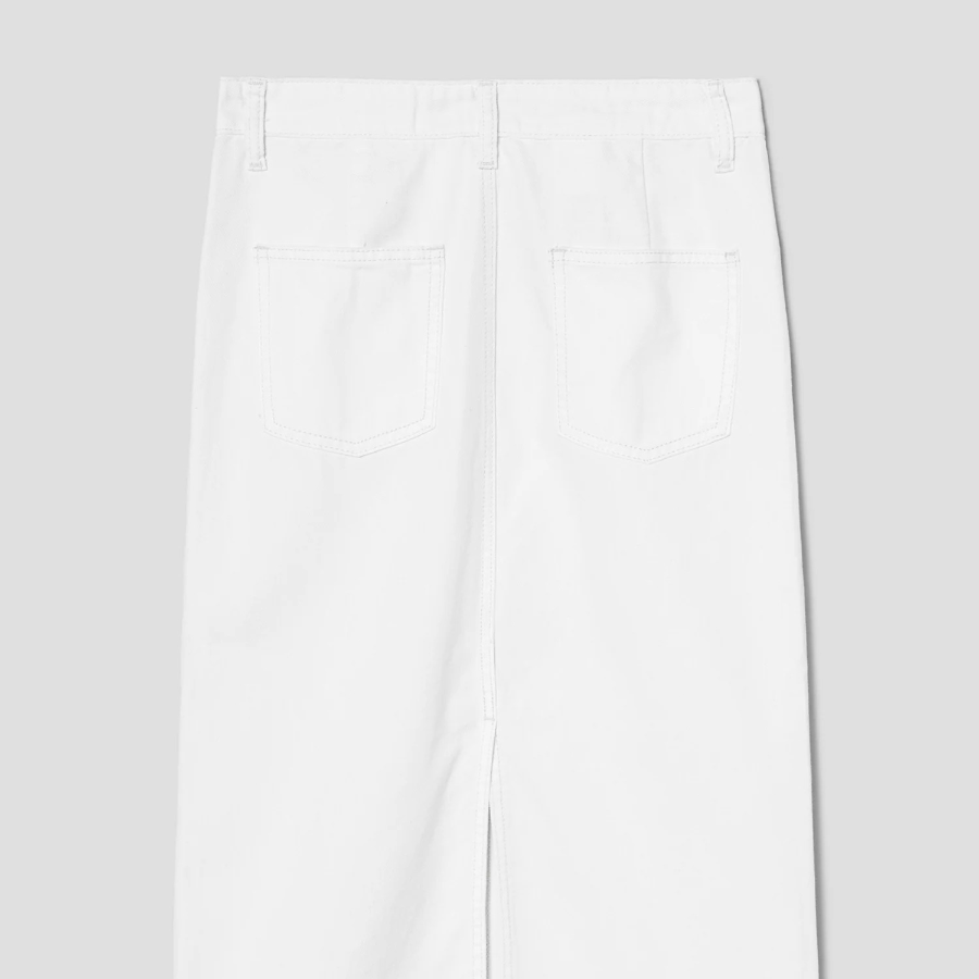 8 seconds Pigment Washing Long Skirt — White