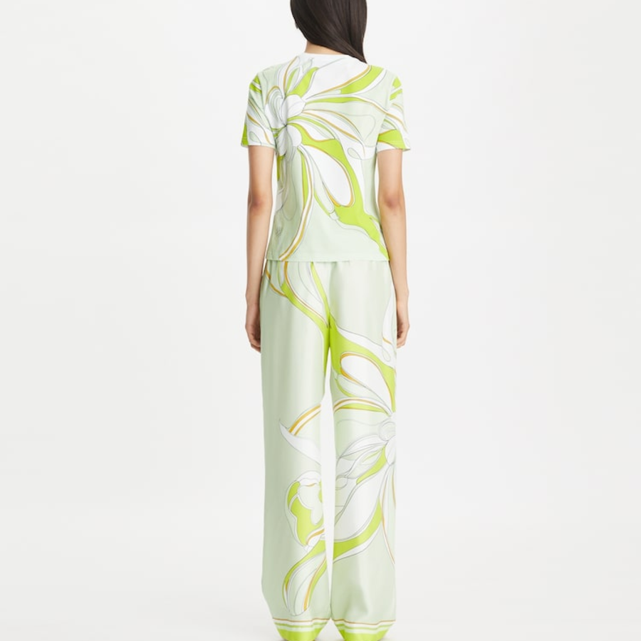 TORY BURCH Twisty Flower Classic T-Shirt – Green