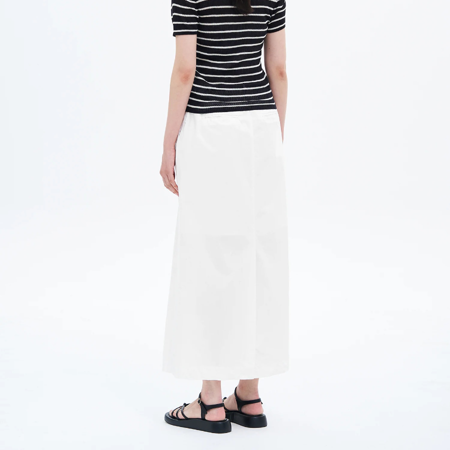 8 seconds Cotton H-Line Long Skirt — White