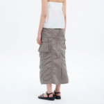8 seconds Cotton Nylon Cargo Long Skirt — Khaki