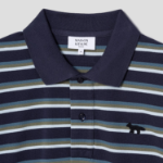Maison Kitsune Men Profile Fox Patch Tri Color Stripes Polo - Ink Blue