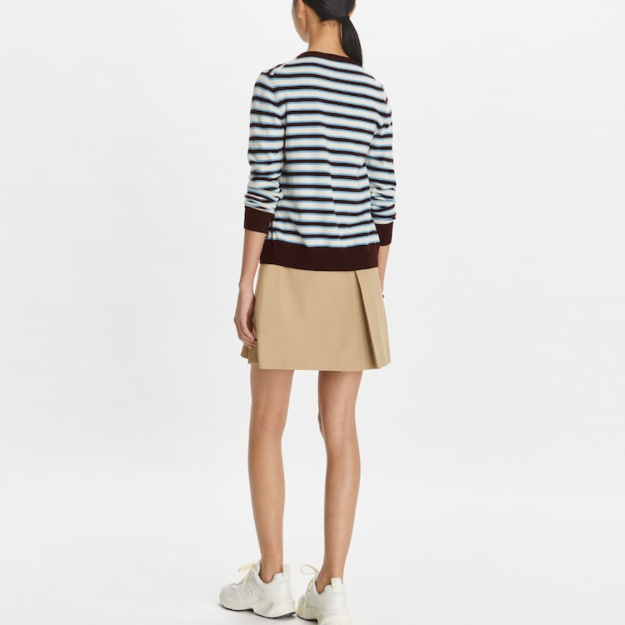 TORY BURCH Cashmere Stripe Tennis Cardigan – Navy