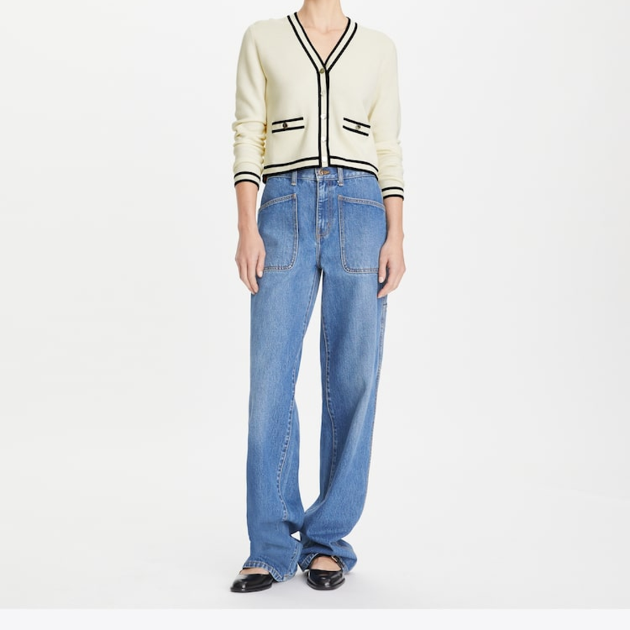 TORY BURCH Shrunken Kendra Cardigan – Ivory