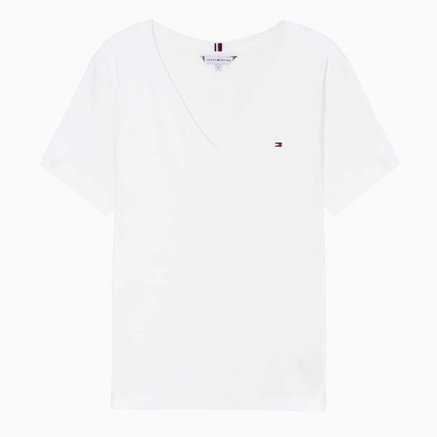 TOMMY HILFIGER [Official Headquarters] Slim V-neck Rib T-shirt