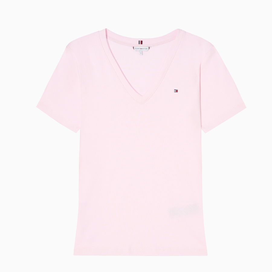 TOMMY HILFIGER [Official Headquarters] Slim V-neck Rib T-shirt