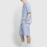 JAJU Seersucker Check 5-Part Pajama Set – Light Blue