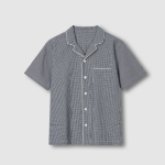 JAJU Seersucker Check 5-Part Pajama Set – Light Navy