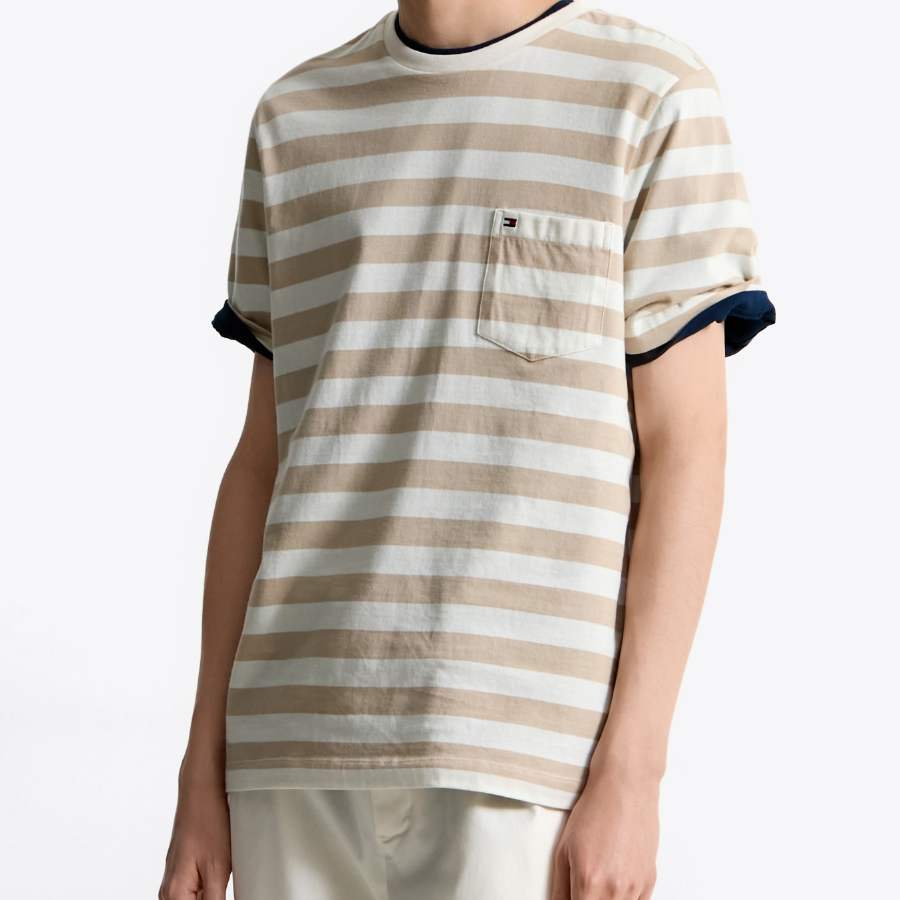 TOMMY HILFIGER [Official Headquarters] Stripe Pocket T-Shirt (T12F1TPO110MT10FA)