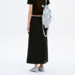 8 seconds Nylon Cargo Long Skirt - Black