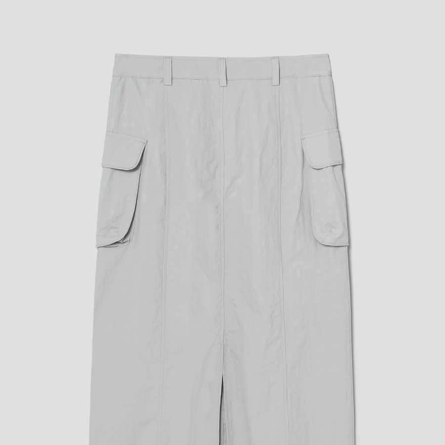 8 seconds Nylon Cargo Long Skirt - Light Grey