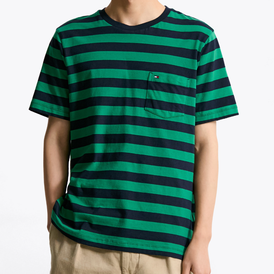 TOMMY HILFIGER [Official Headquarters] Stripe Pocket T-Shirt (T12F1TPO110MT10CD)