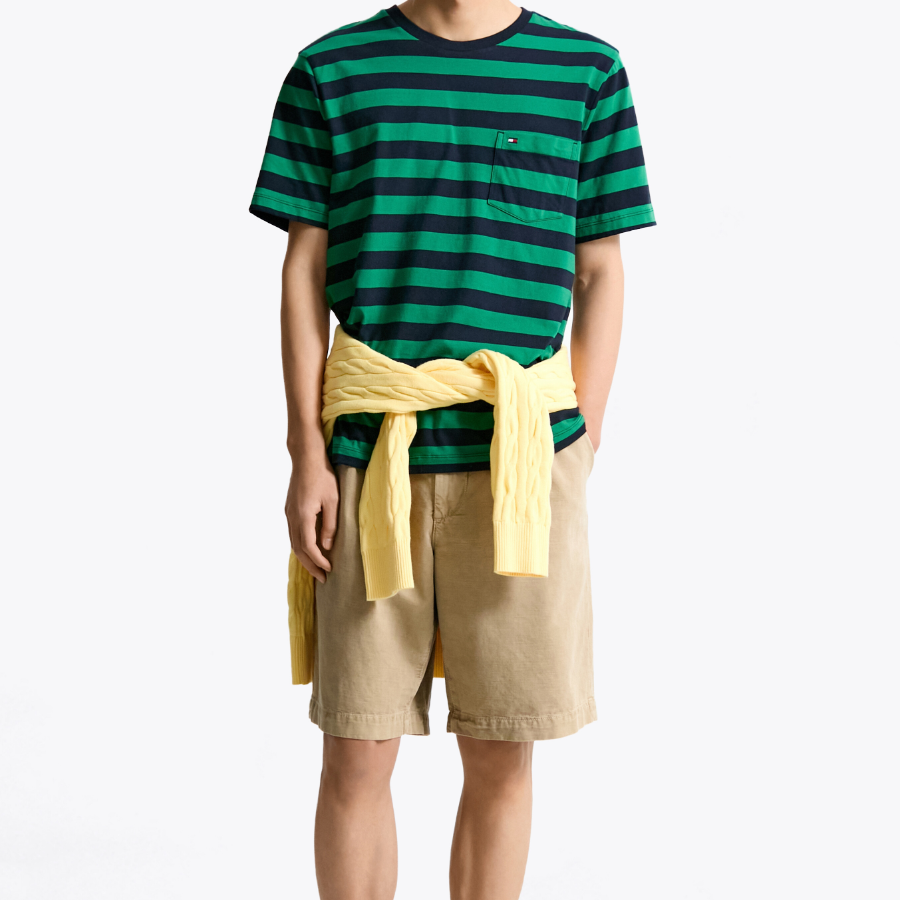 TOMMY HILFIGER [Official Headquarters] Stripe Pocket T-Shirt (T12F1TPO110MT10CD)