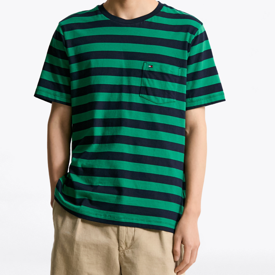 TOMMY HILFIGER [Official Headquarters] Stripe Pocket T-Shirt (T12F1TPO110MT10CD)